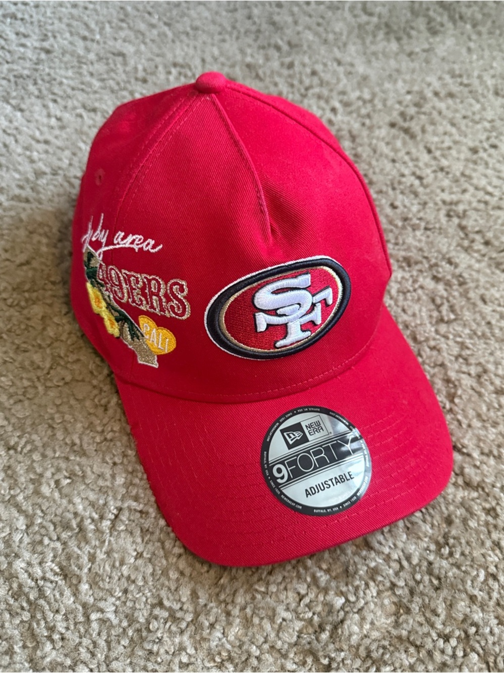 New Era San Francisco 49ers Red Bay Area Embroidered Adjustable SnapBack Area